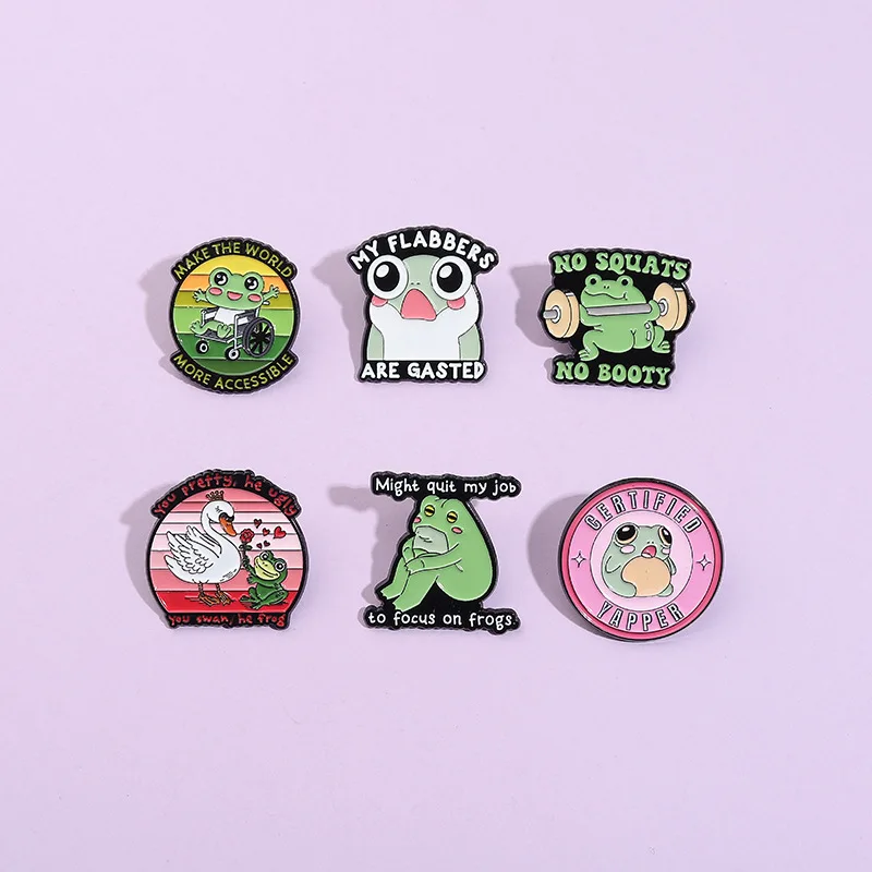3/5/6 قطعة الكرتون الضفادع القط بروش دبابيس أنيمي دبابيس معدنية للنساء الرجال الملابس أكياس حقيبة ظهر للحفلات اكسسوارات #1