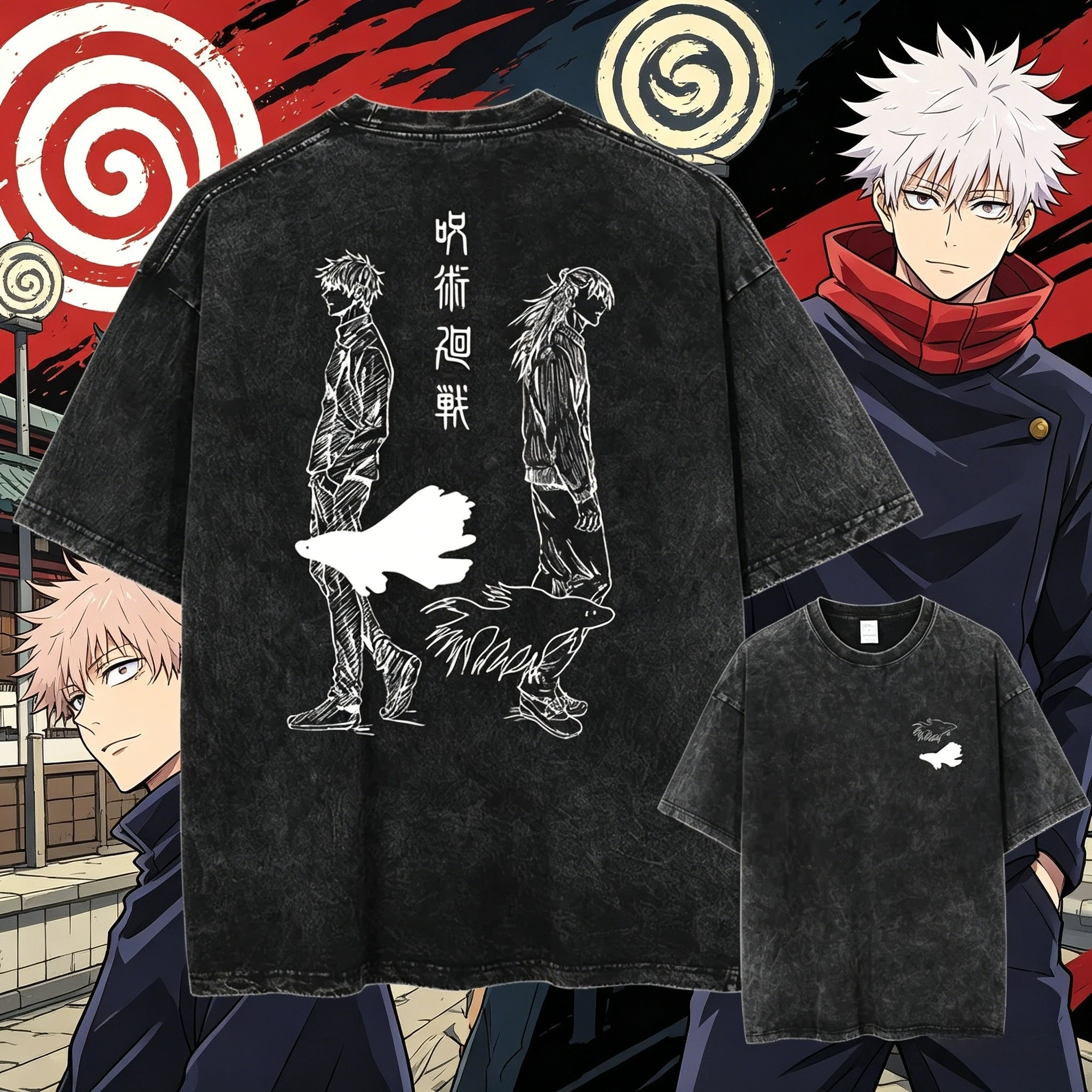 2026 Sommer Jujutsu Kaisen Manga T-Shirt Zenin Maki Grafik-Print T-Shirt Herren Kleidung Kurzarm-Shirts Gewaschene Oversize-Baumwolle