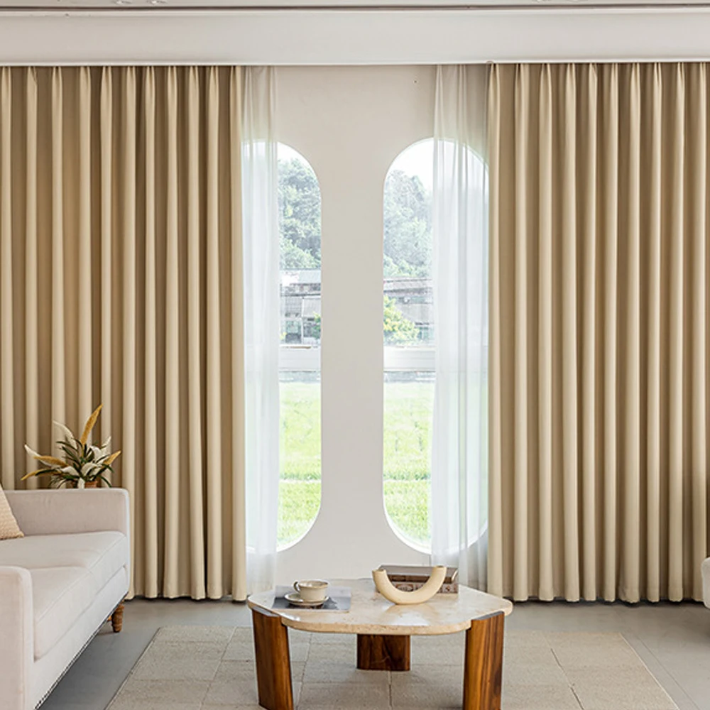 Tenda oscurante moderna e minimalista in ciniglia spessa, parasole con riduzione del rumore isolante con motivo a onde, lavorazione dell'anello di ferro