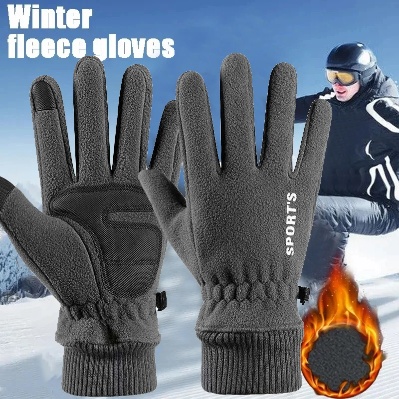 Gants Thermiques de Ski pour Homme, Mitaines de Cyclisme, de Vélo, Polaire, Sourire, Vent Froid, Imperméables, Écran Tactile, Chauds, Hiver