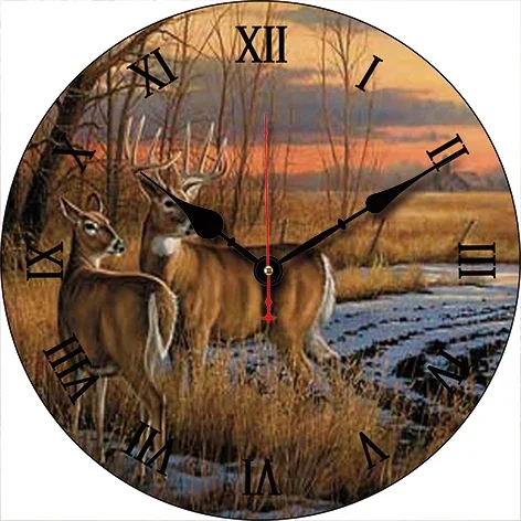 Forest Deer Custom Large Clock Living Room Home Decor Round Wall Clock Quartz Table Clock Children Bedroom Decoration Wall Watch