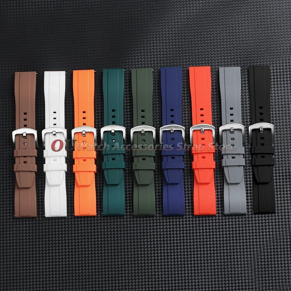 Silikon-Uhrenarmband 20mm 22mm für Seiko für Rolex für Omega Schnellverschluss-Uhrenarmband Schmetterlingsverschluss Gummi Damen Herren Armbänder – Detail 3