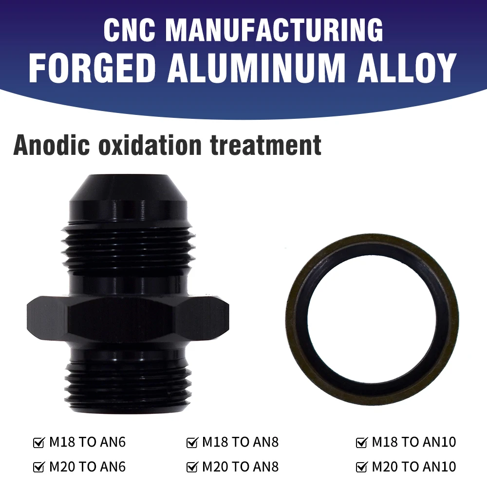 AN8 AN10 M18 M20 To AN6 AN10 Aluminum Straight Fuel Oil Hose Adapter Thread Fitting Engine Oil Cooler Radiator Pipe Connector