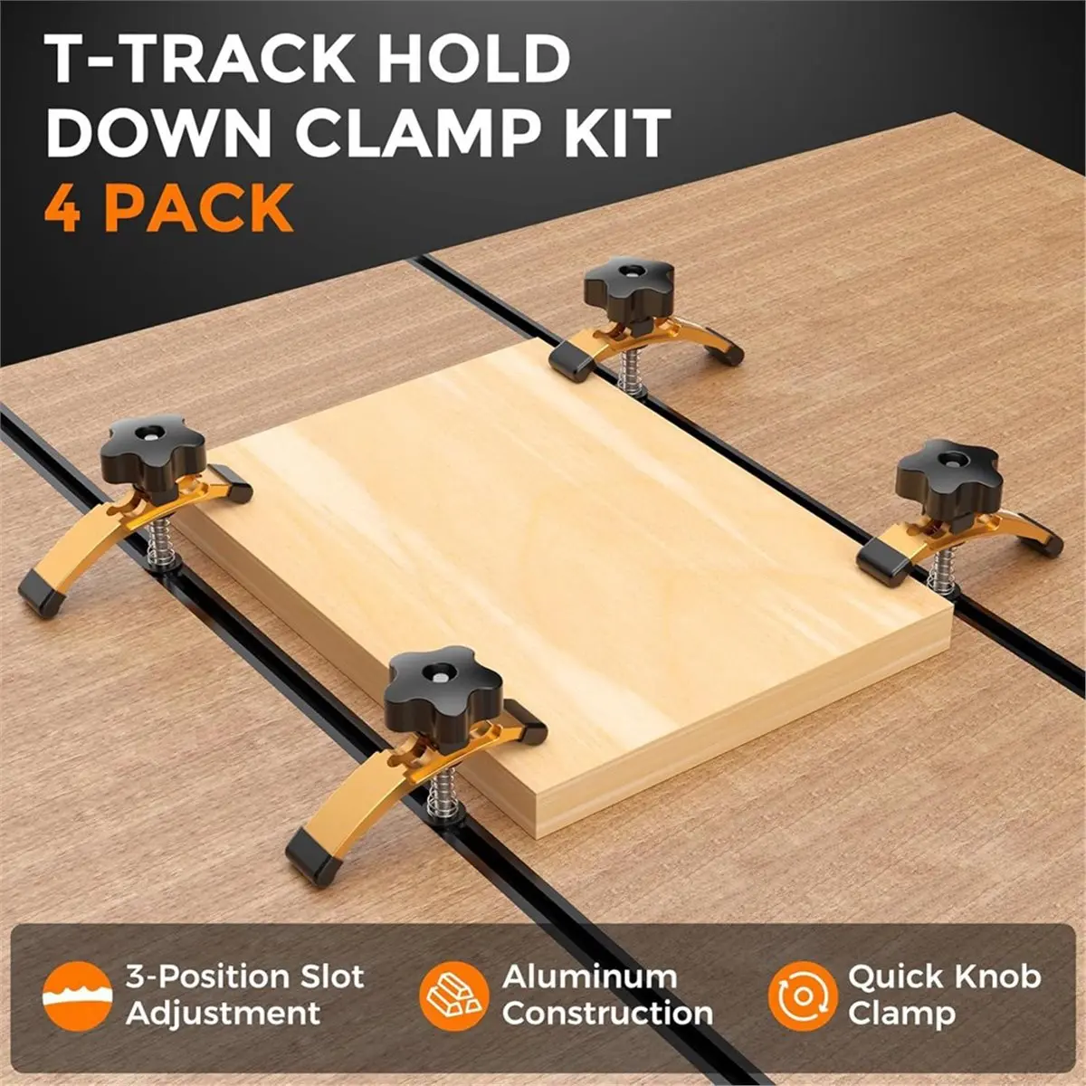 DT35BG T-Track Hold Down Clamps, Extended 5-3/8