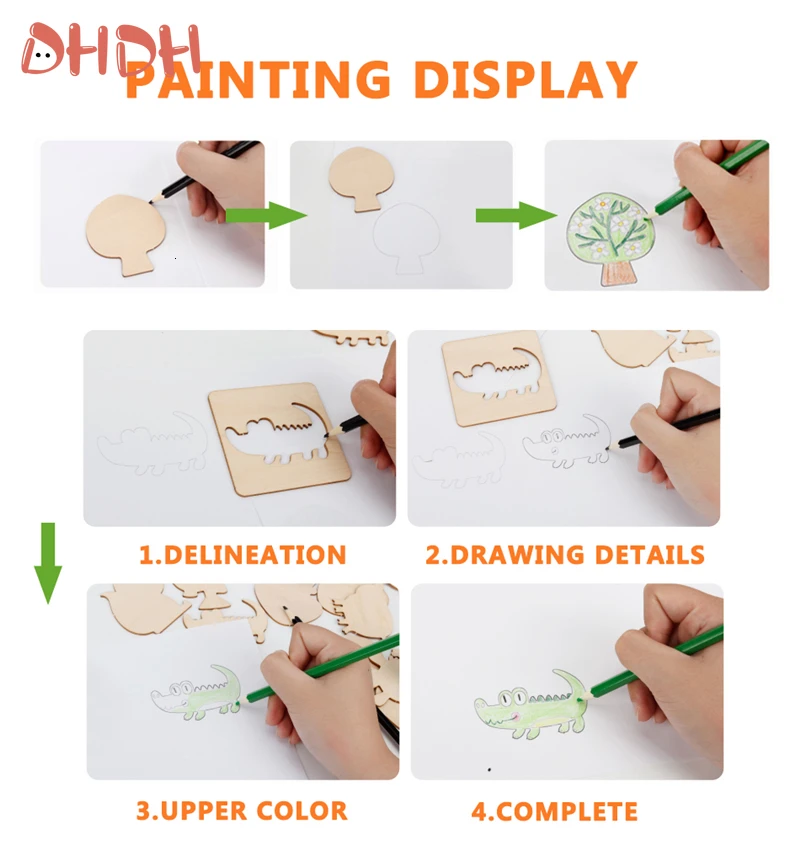 DHDH Babyspeelgoed Schoolverfgereedschap Educatief kleurboek Verf leren Kleurplank Tekentafel Houten tekenspeelgoed