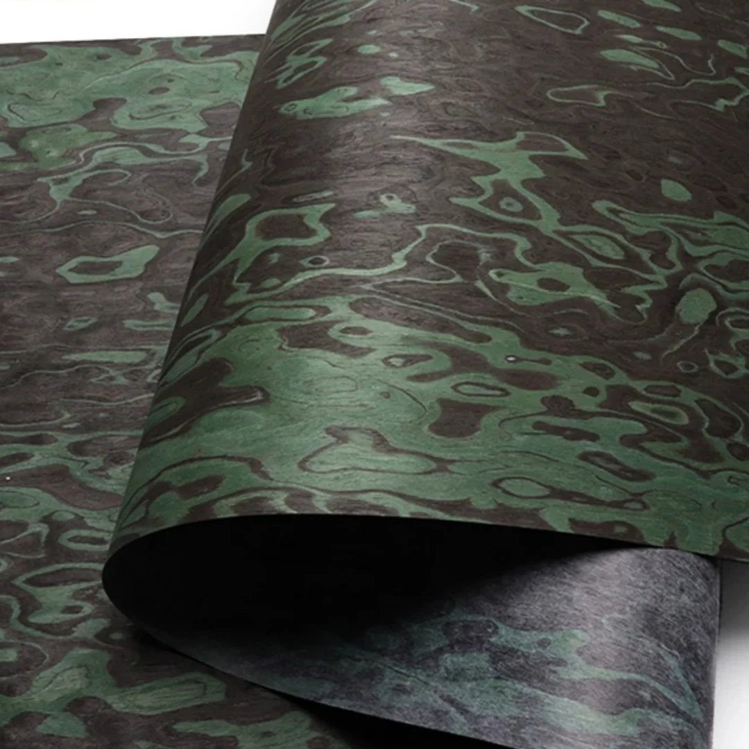 L:2.5meters Width:580mm T:0.25mm Green Burl Reconstituted Wood Veneer Veneer for DIY Crafts Woodworking Cabinet Makeover