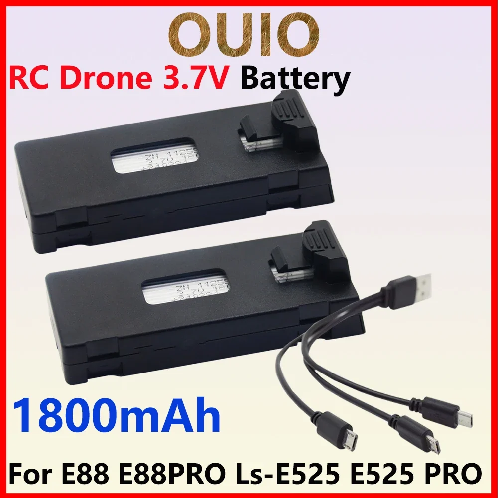 3.7V 1800mAh RC Drone Battery Stable Drone Battery for E88 E88PRO E88MAX E525 E99 E99PRO P1 P5PRO K3 S1 P8 with charging cable