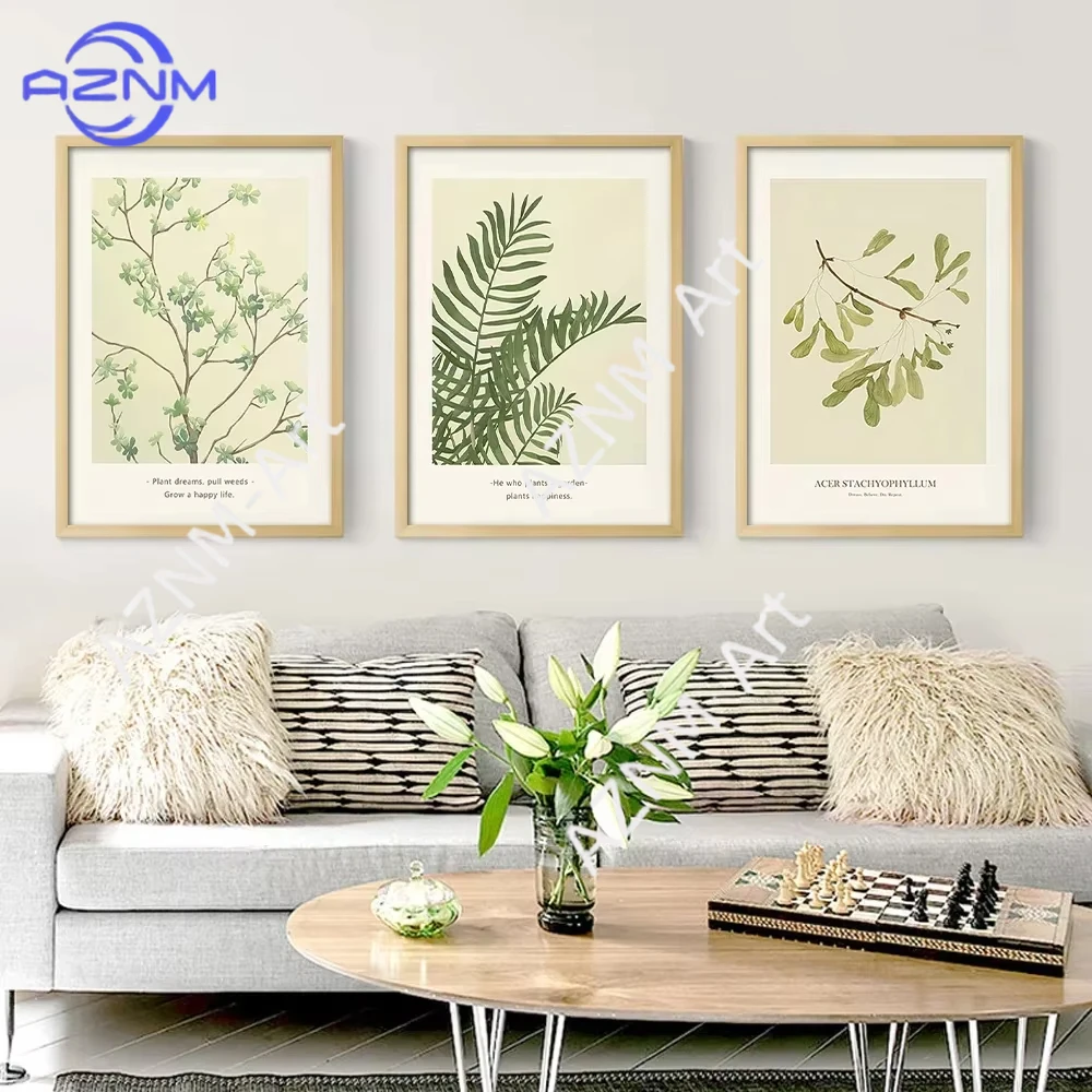1 Stück, nordisches Wandkunst-Poster für vier Jahreszeiten, minimalistische Blumen, Gras, Bäume, Wandbild, Heimdekoration, Leinwandbilder, Drucke, Wohnzimmer