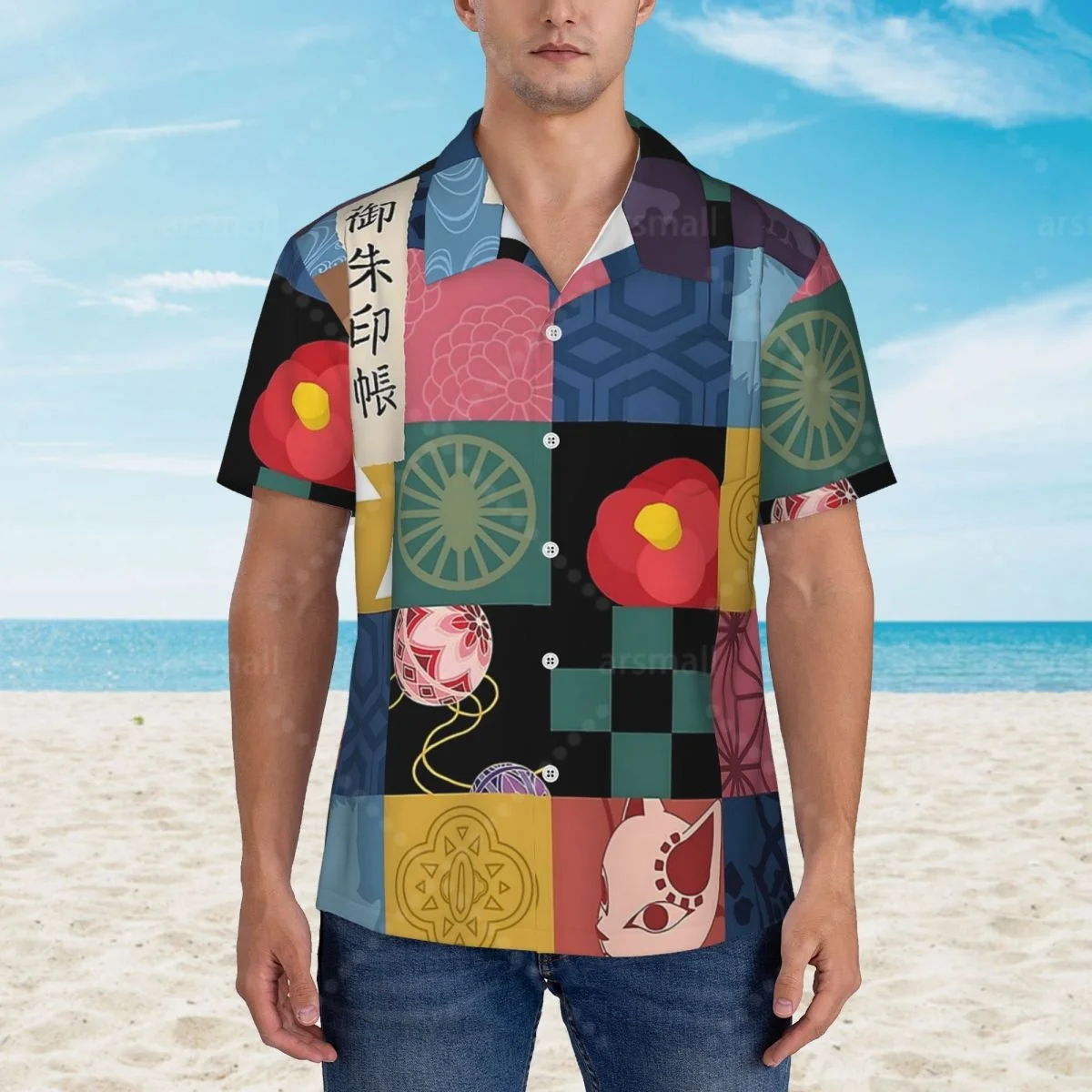 

Nezuko Hawaiian Shirt Men Short Sleeve Casual Floral Print Beach Shirt Summer Vacation Shirt