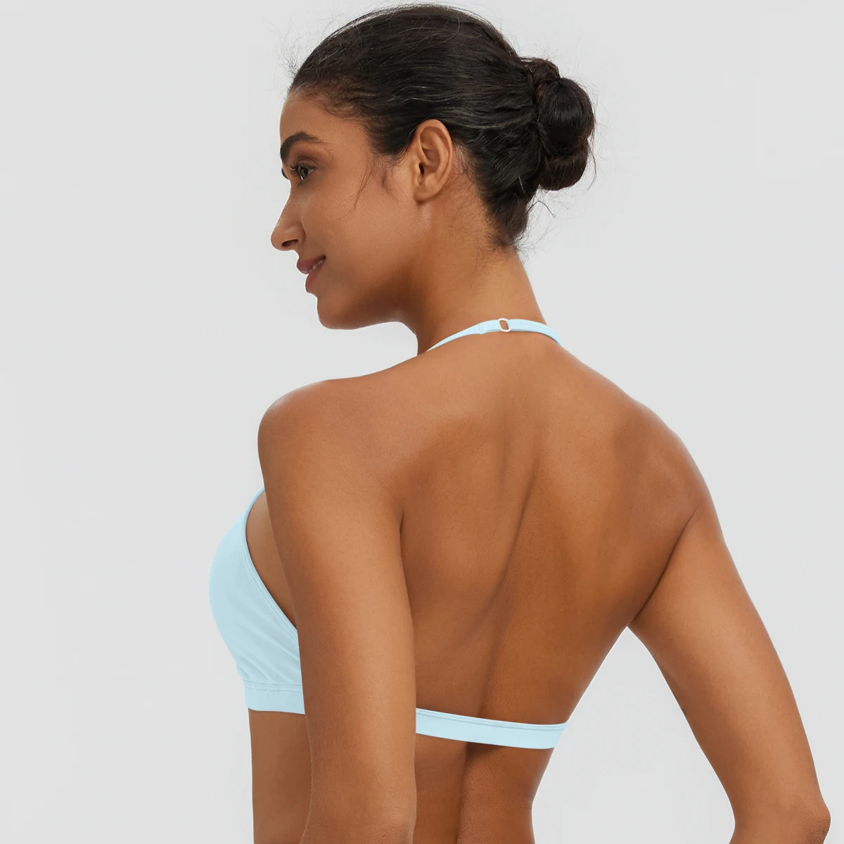 Damen-Sommer-Tanktops, einfarbig, mit Raffung, Yoga-BH, sexy, schöner Rücken, dünne Schulterträger, Sport-BH, Fitness-BH, Lauf-BH – Detail 13