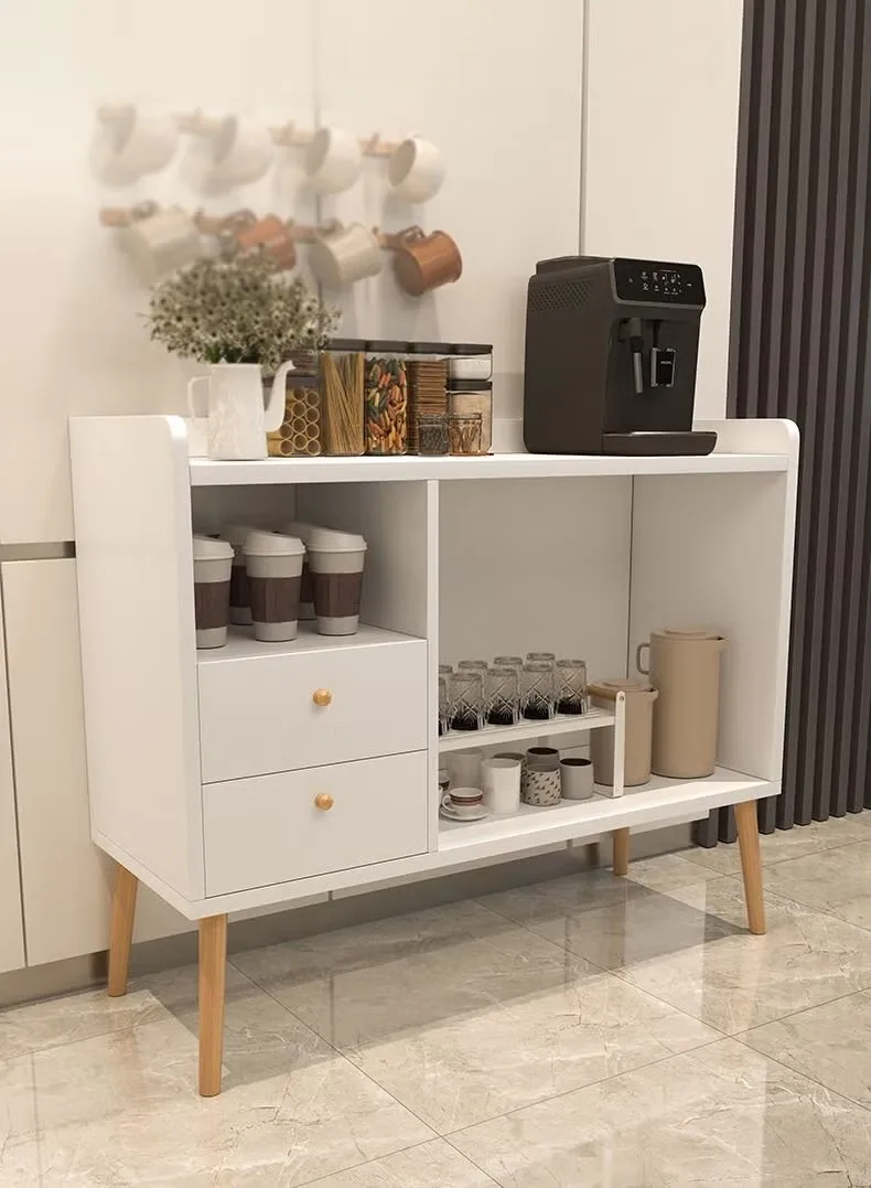 Coffee Corner with Storage Aultifunctional Sideboard Buffet Kitchen Cabinet with Drawers Cupboard (L100 W 35 H 80cm) White