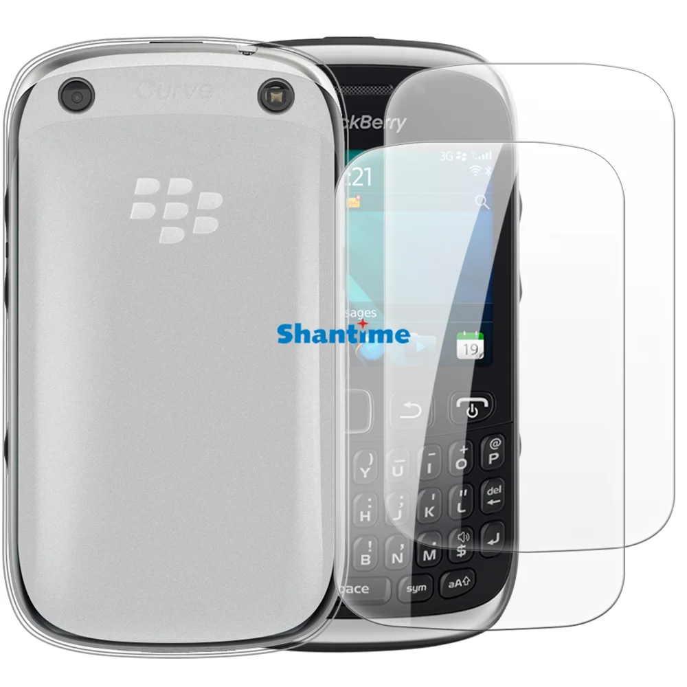 Soft Case + 2 Pack Tempered Glass Screen Protectors for BlackBerry 9320 Curve Full-Body Protection