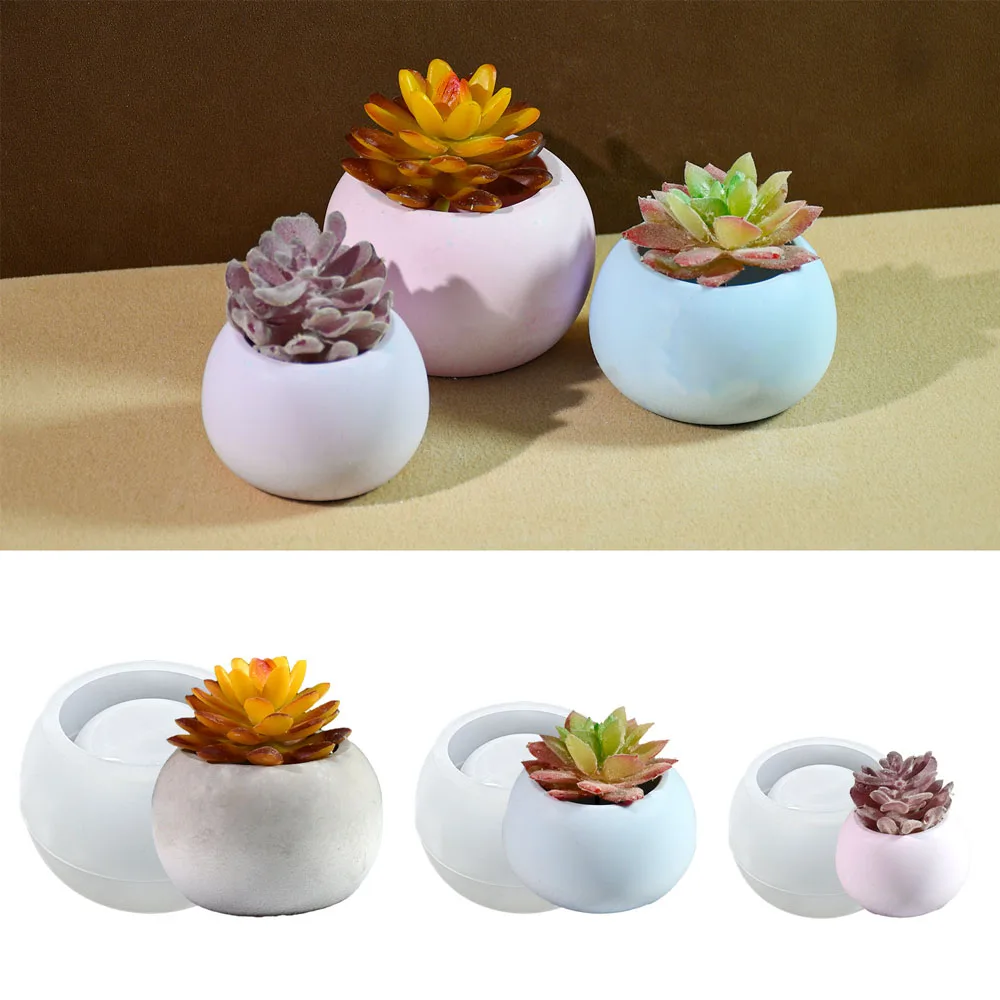 

Succulent Plant Pot Concrete Silicone Mold Desktop Decoration Flowerpot Tray Mold Cement Candle Cup Candle Holder Plaster Mold