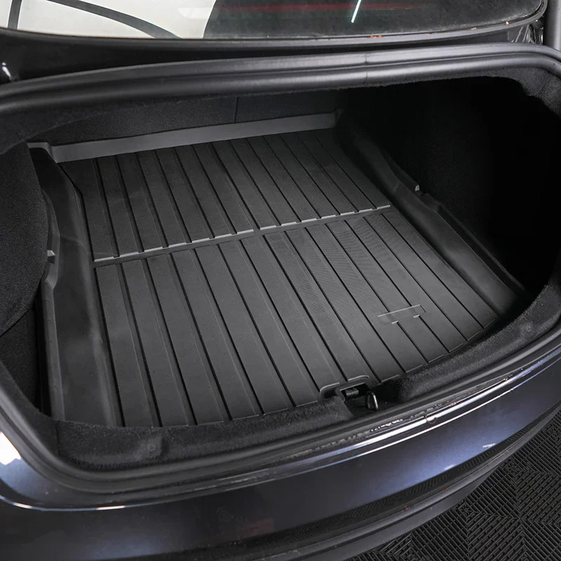 Tappetini per bagagliaio per Tesla Model 3 Highland 2024 All-Weather addensare Flexi TPE Cargo Liners + tappetino protettivo per tappeti con stivale