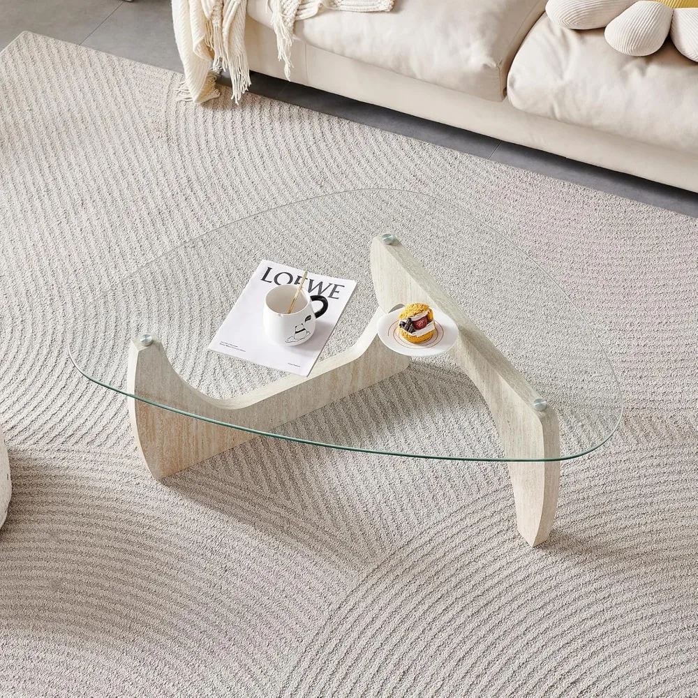Modern Marble Coffee Table - Elegant Wooden Design for Contemporary Living Rooms