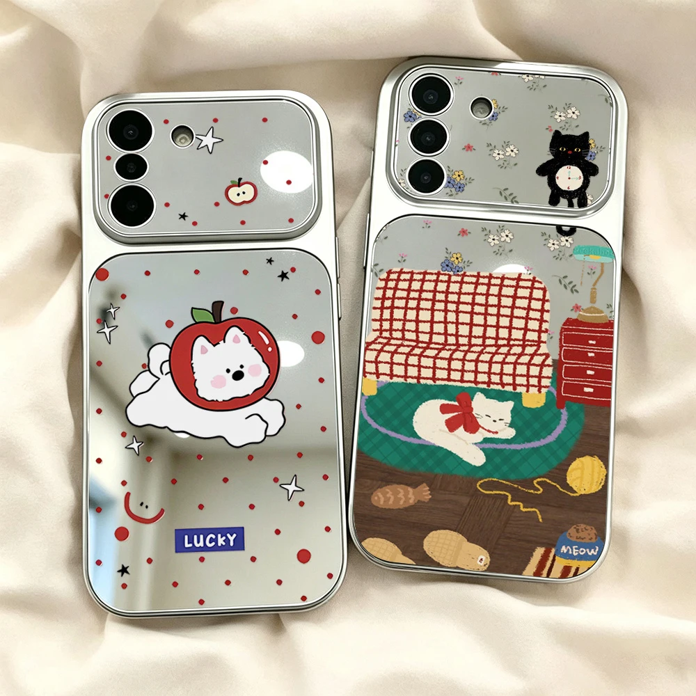 Niedliche Cartoon-Tier-Handyhülle für Samsung A57 5g A16 A56 A37 S26 S25 S24 S23 Ultra FE A07 A17 A55 A54 A26 A36 A53 Spiegelhülle