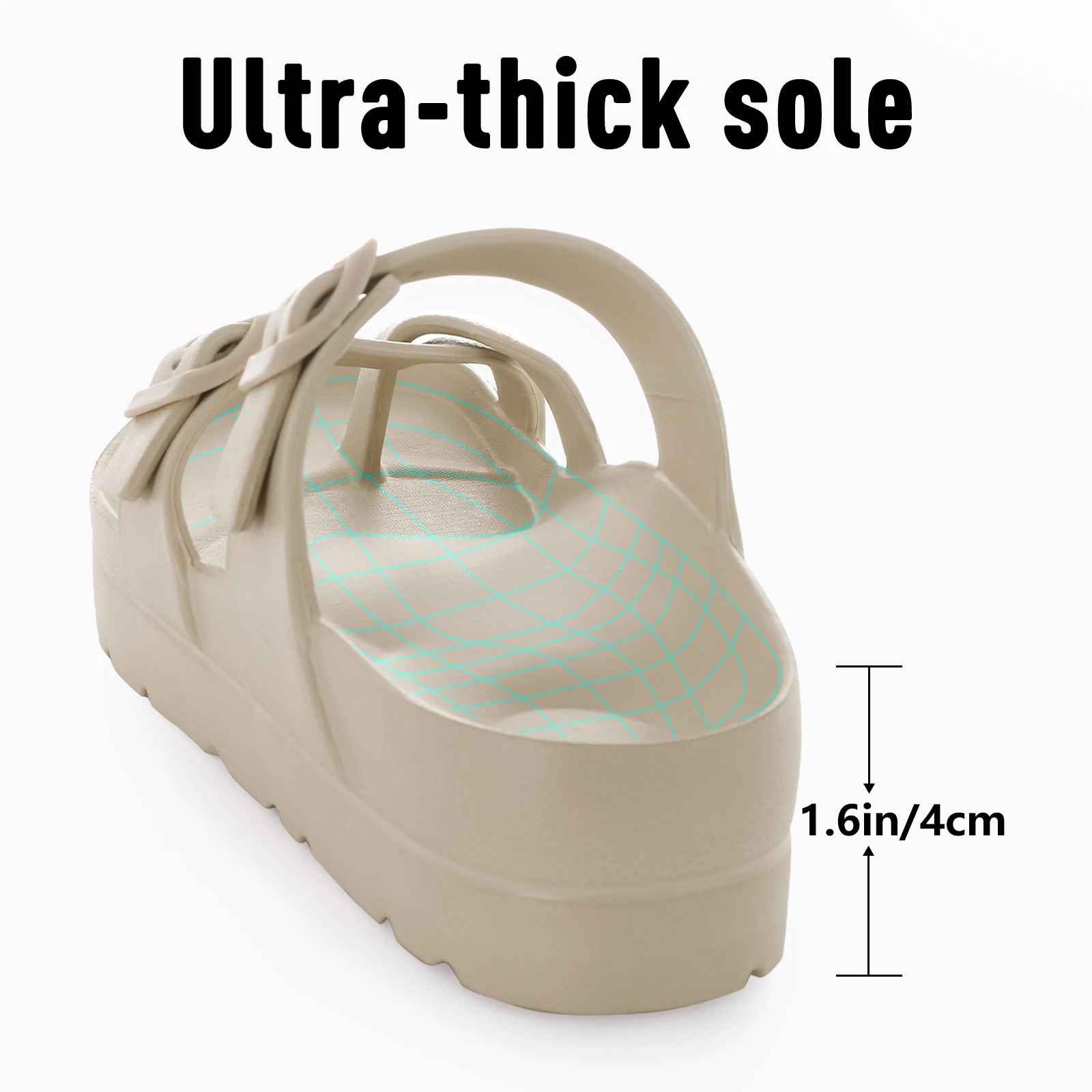 Litfun Fashion Platform Sandals Women EVA Insole Clogs with Arch Support Adjustable Buckle Slippers Feamle Outdoor Beach Slides