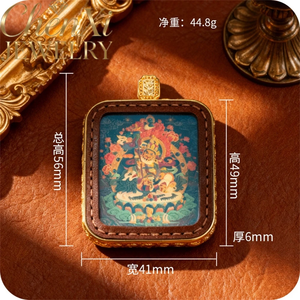 Manjushri Bodhisattva, Zakiram, Amitabha Buddha, Great Sun Buddha, Double-Sided Thangka Exquisite Pendant Luxury Quality Jewelry