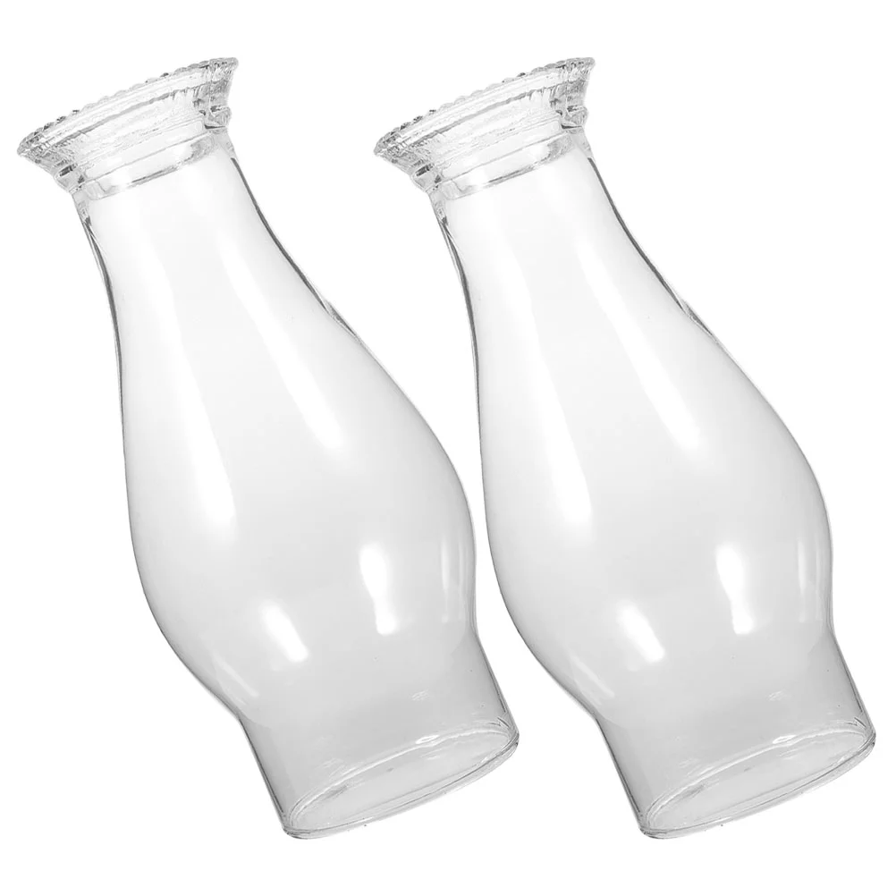 Lámpara de aceite transparente de queroseno, 2 piezas, linterna de chimenea a prueba de viento, sombra de Camping, tubo fluorescente, luces de vidrio