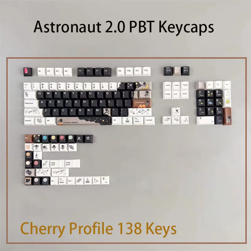 Imagem -02 - Astronauta 3.0 Pbt Keycaps Teclado Mecânico Gaming Key Caps Perfil Cereja 61 64 68 84 87 980 Chaves Grupo Voo Espacial