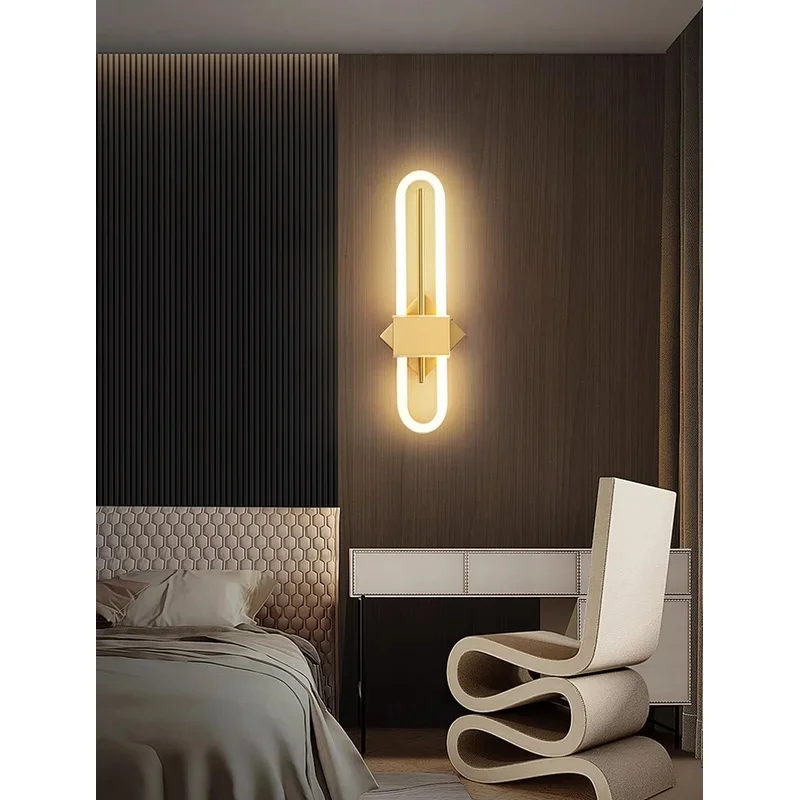 الحديثة الحد الأدنى وحدة إضاءة LED جداريّة مصباح ديكور المنزل الكتان شريط أضواء الجدار ل السرير الممر الممر بهو الجدار تركيبات