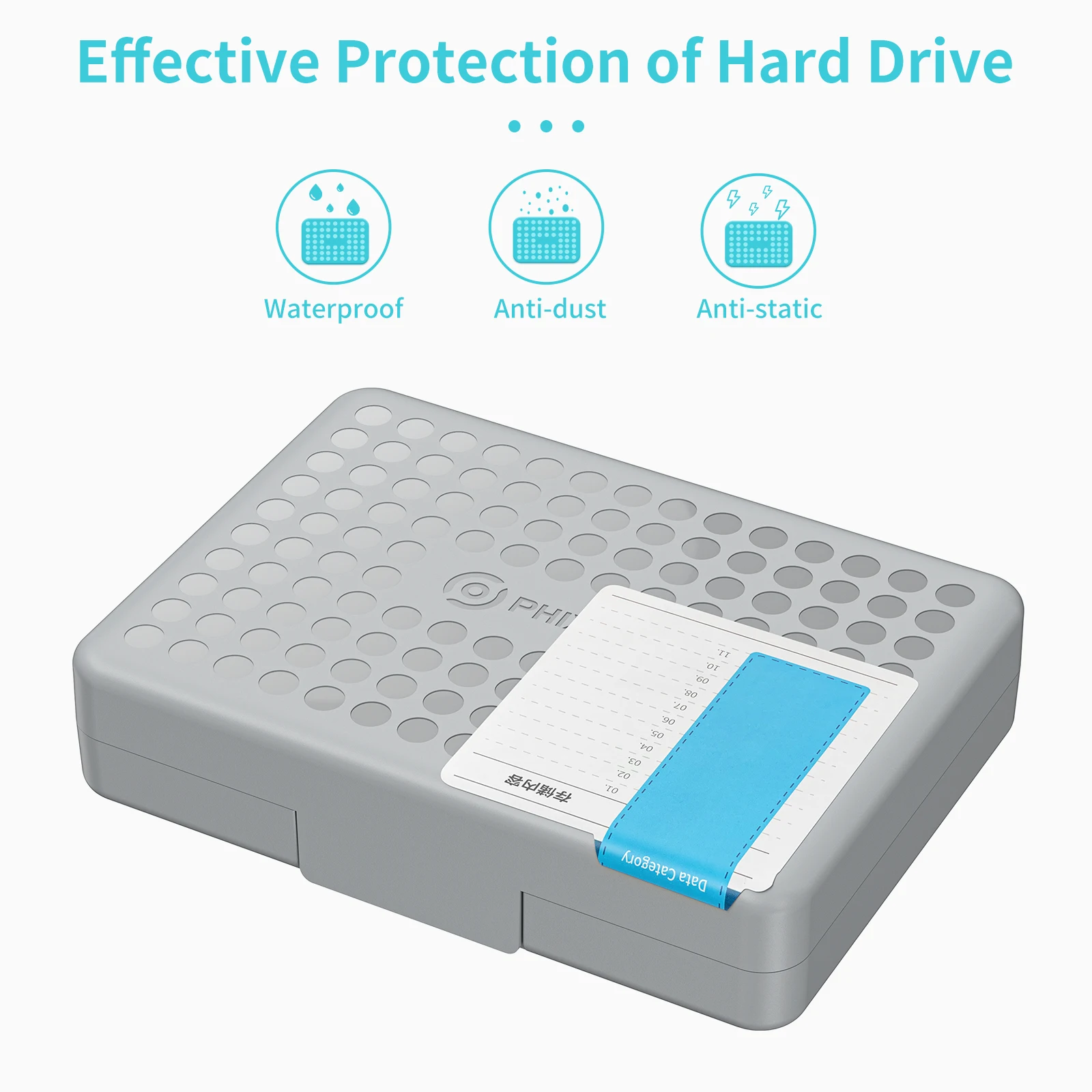 PHIXERO 3.5 Inci HDD SSD Kotak Penyimpanan Hard Drive Casing Eksternal dengan EVA HD Disk Cover Housing Hardcase Shell Tas Caddy untuk PC