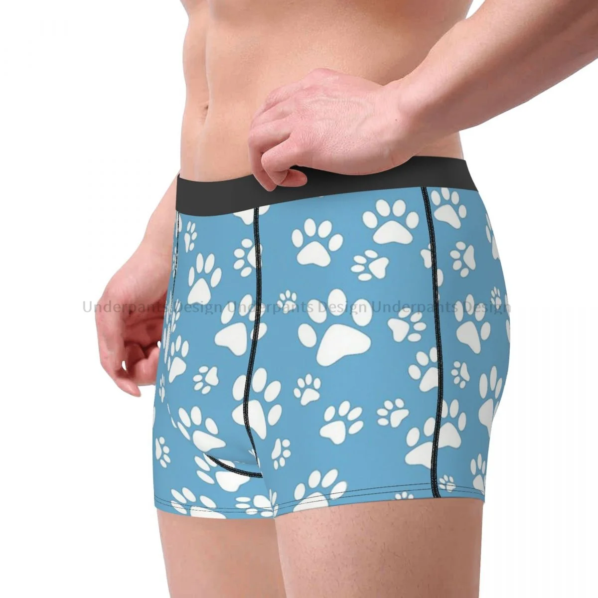 Animal Cute Forest Ocean Paw Love Light Blue Underpants Homme Panties Man Underwear Print Shorts Boxer Briefs