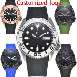 Customized logo 41.5mm watch men's watch sterile dial Stainless Steel Case rubber bracelet Japanese NH36 automatic movement