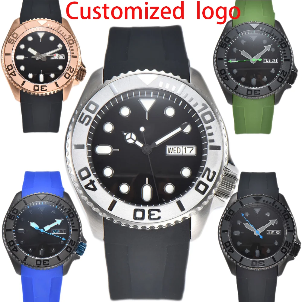 Custom logo nh36 watch 41.5mm watch men's watch Stainless Steel Case rubber bracelet Japanese NH36 automatic movement