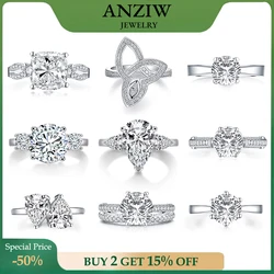 Luxury 925 Sterling Silver Engagement Wedding Ring for Women Cubic Zirconia Simulated Diamond Promise Ring Classic Fine Jewelry
