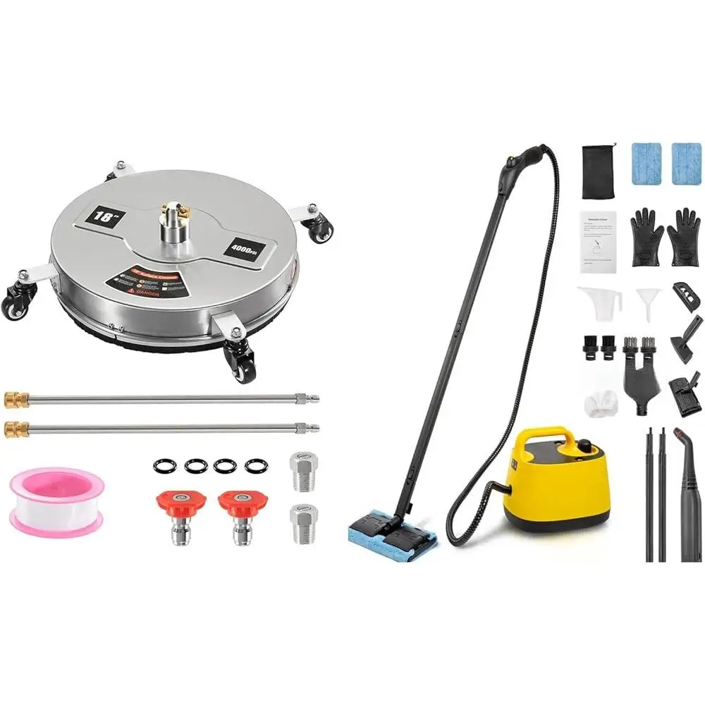 1500W Steam Cleaner Multipurpose High-Temp Floor Mop Pressure Washer 18" Surface Cleaner Home Kitchen Bathroom Car Cleaning