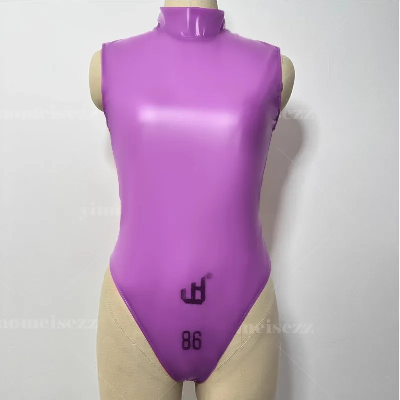 customized-sexy-transparent-bodysuit-jumpsuit-sleeveless-high-slit-shapewear-with-frosted-texture-material-and-no-elasticity