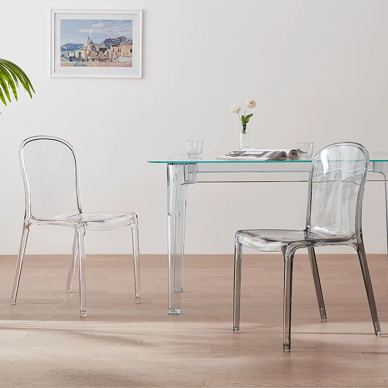 Sillas de comedor con trono transparente, Sillas de comedor modernas de diseño nórdico de lujo, Sillas cómodas con acento, muebles de salón