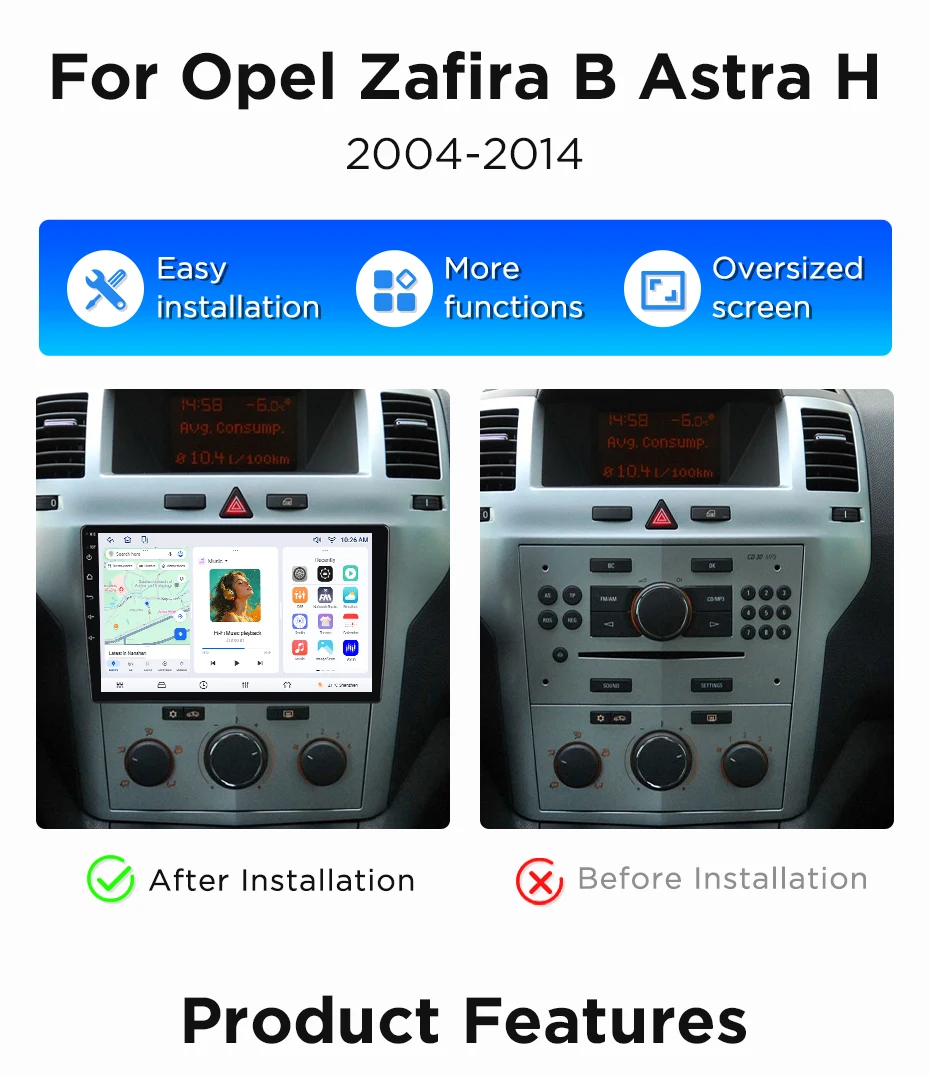 Junsun Wireless CarPlay Android Auto Autoradio für Opel Zafira B Astra H 2005-2014 Auto-Intelligentes System DSP SWC RDS GPS FM BT – Detail 4