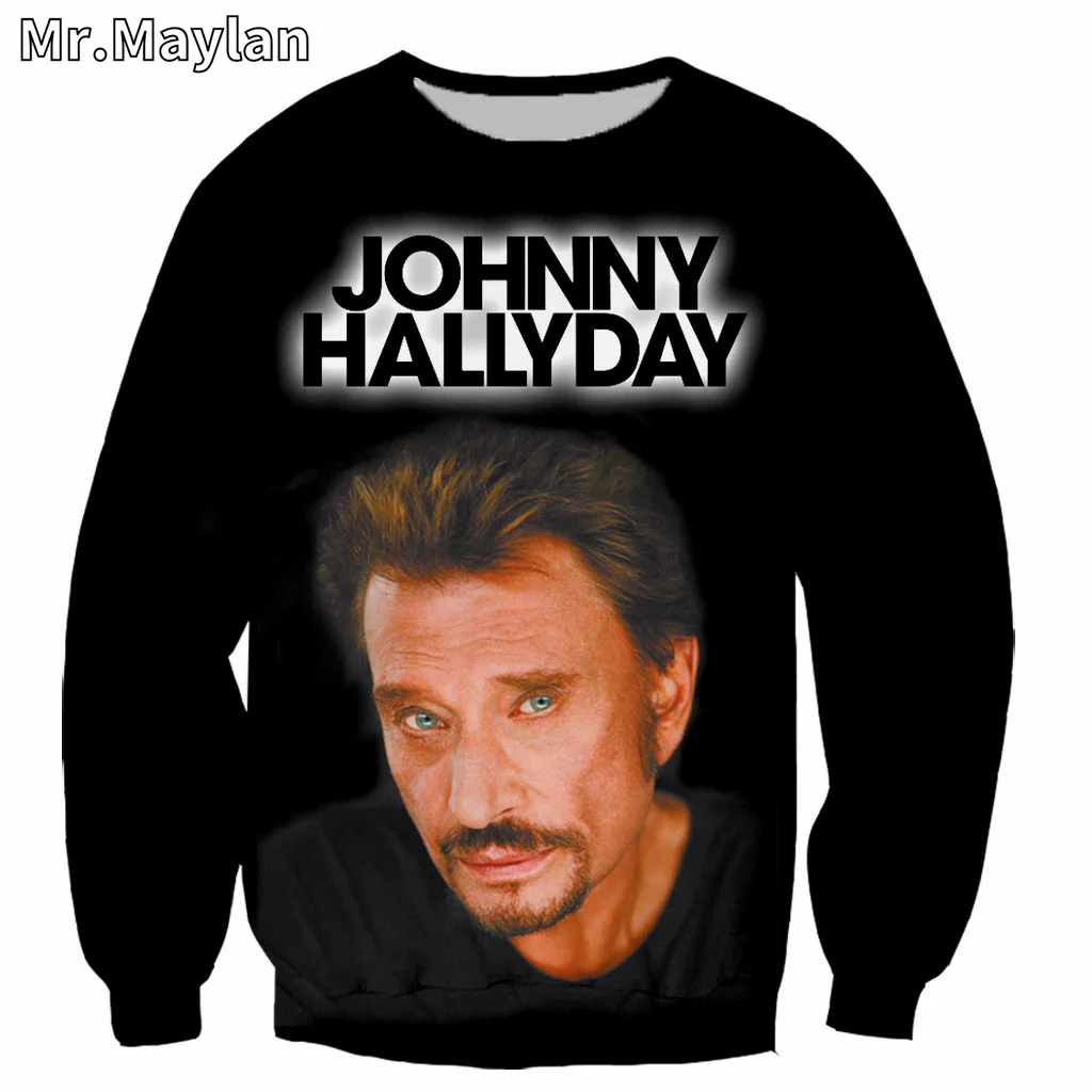 Rock French Johnny Hallyday Sweatshirts 3D Print Unisex Pullover Hoodies Long Sleeve Crewneck Streetwear Hoody Sudaderas 5XL A77