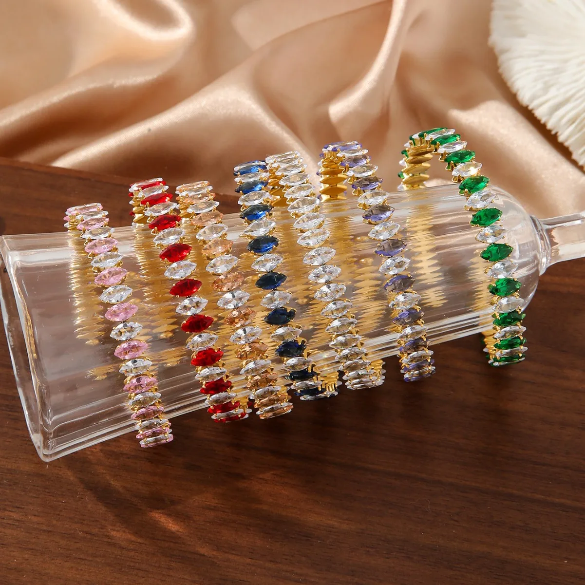 

New Sterling Silver Colorful Green CZ Zircon Opals Crystal Wheel Shape Austrian Bracelets Women Luxury Fine Jewelry New Jewels