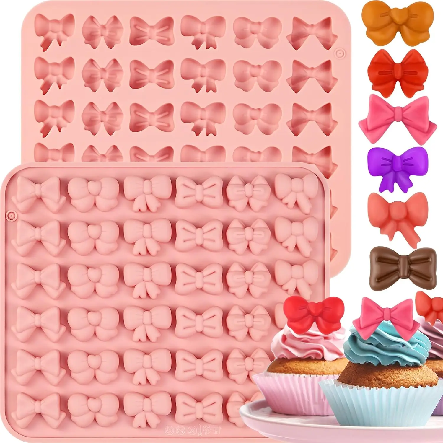 Arco de chocolate moldes de silicone 36 cavidades mini arcos moldes de açúcar bowknot bolo pop molde decoração do bolo toppers para festa de aniversário