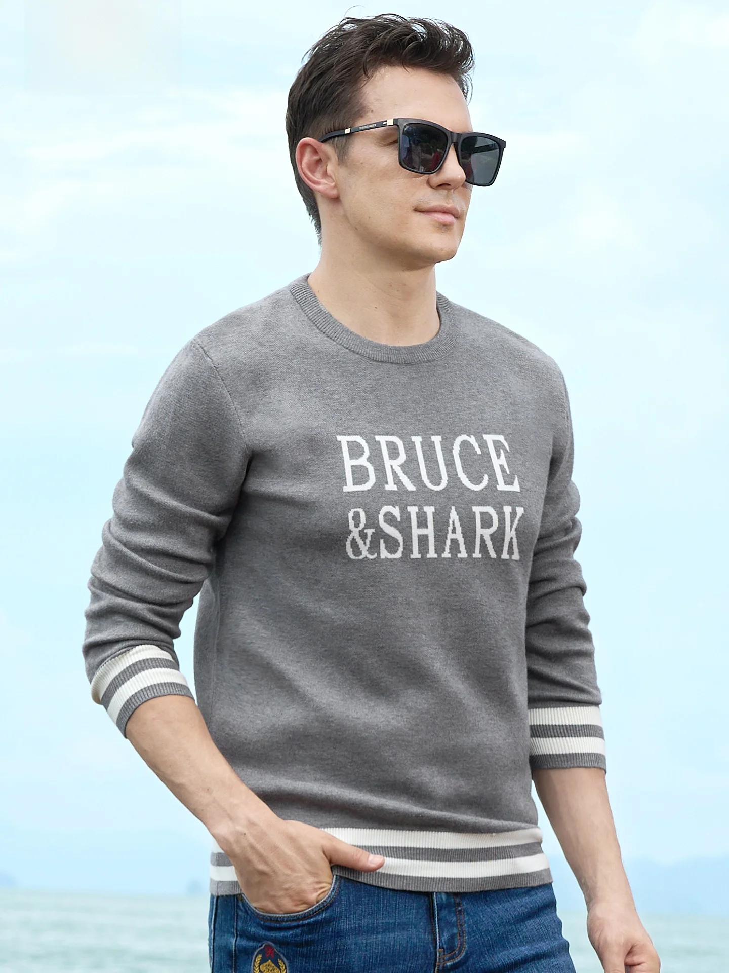 

Мужской осенне-зимний утепленный свободный вязаный свитер с длинным рукавом, модный, больших размеров, повседневный, удобный, мягкий, из полиэстера