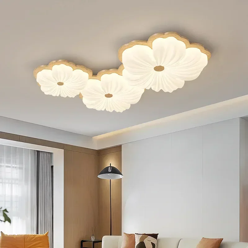 Flower Led Ceiling Light Cream Pendant Ceiling Lamp Bedroom Dining Table Children's Room Study 3 Colors Hanging Indoor Lighting