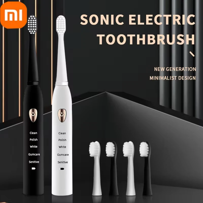 XIAOMI Electric Toothbrush USB Rechargeable Adult 5-gear Mode Long Life IPX7 Waterproof Acoustic Electric 4 Replacement Heads