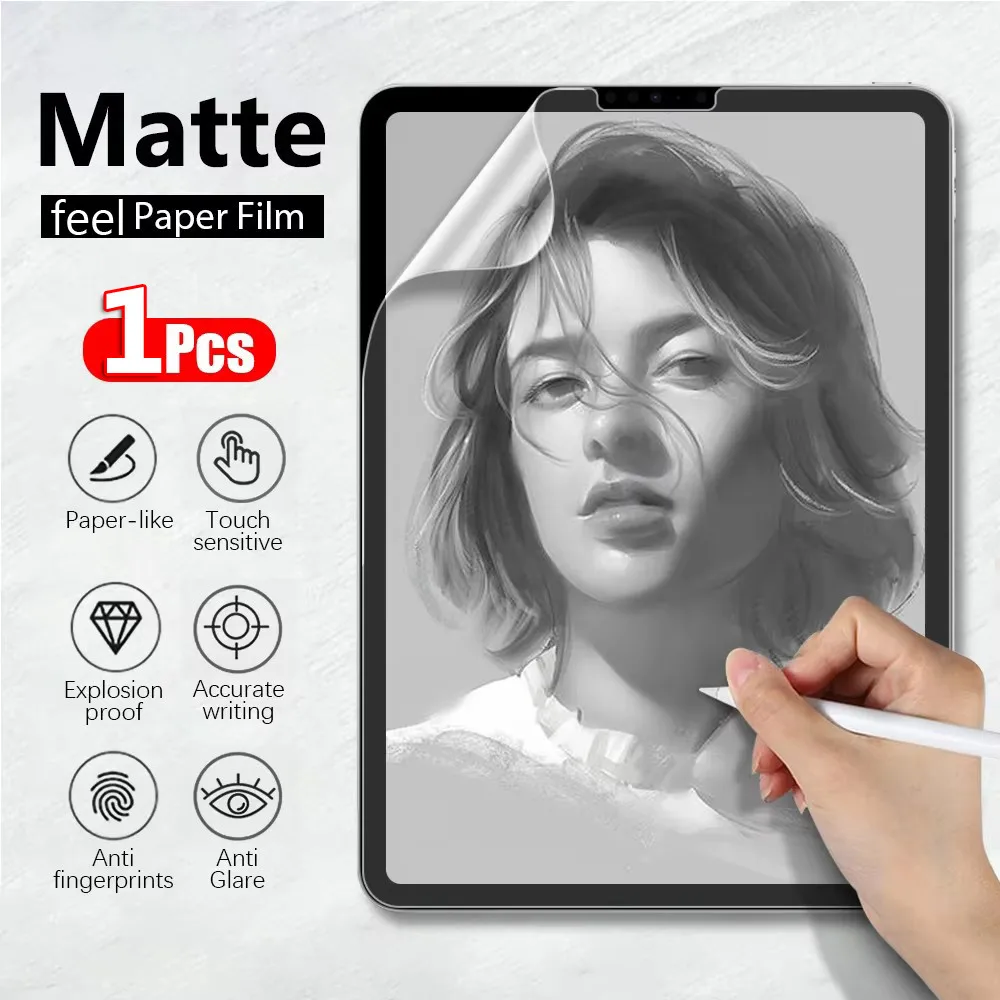 

1PC Paper Film Like for Ipad Pro 11 12.9 13 2024 9th 10th Generation Screen Protector for Ipad Air 5 4 3 2 7th 8th Mini 6 7 Film