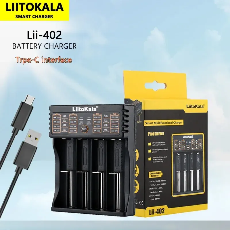 Liitokala เครื่องชาร์จแบตเตอรี่ Lii-S4 Lii-S2 Lii-PD2 Lii-500 Lii-PD4 Lii-402 Lii-M4 Lii-M4S 18650 26650 21700แบตเตอรี่ลิเธียม NiMH