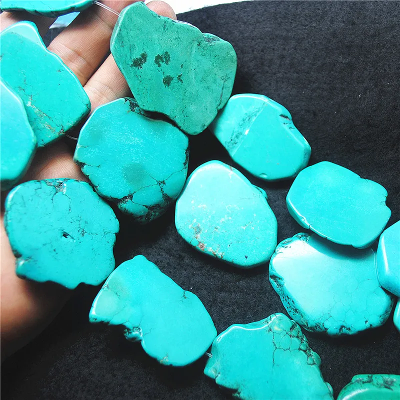 

8PCS Natural Blue Turquoise Stone Big Size Of Chips Size 35-40MM DIY JEWELRY MAKING PARTS