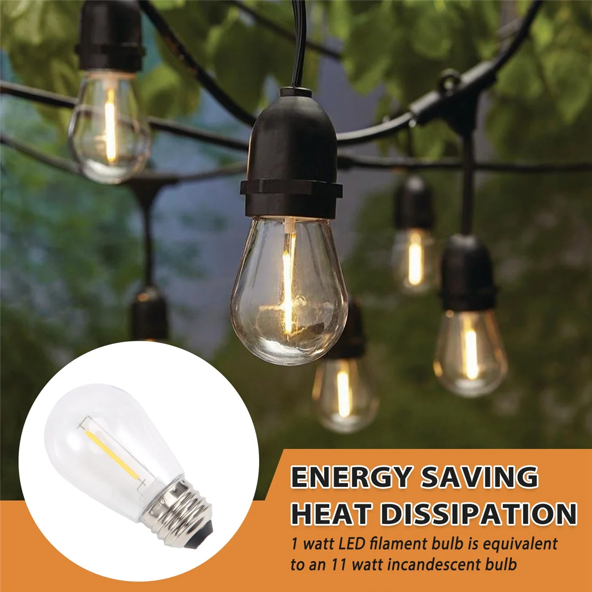 24 Pack 3V LED S14 Replacement Light Bulbs, Shatterproof Outdoor Solar String Light Bulbs, Warm White