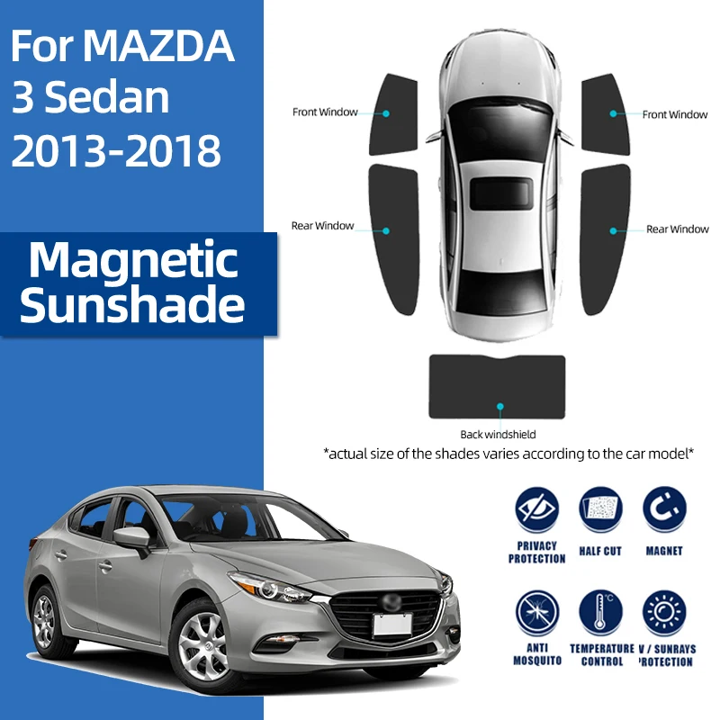 For Mazda 3 Sedan BM Mazda3 Mk3 2014-2018 Car Rear Side Baby Window SunShade Shield Front Windshield Curtain Sun shade Visor