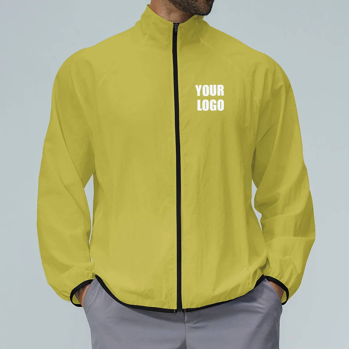 Perszn LOGO custom men's light thin sunscreen stand-up collar quick-drying sports outdoor leisure mountaineering hiking jacket