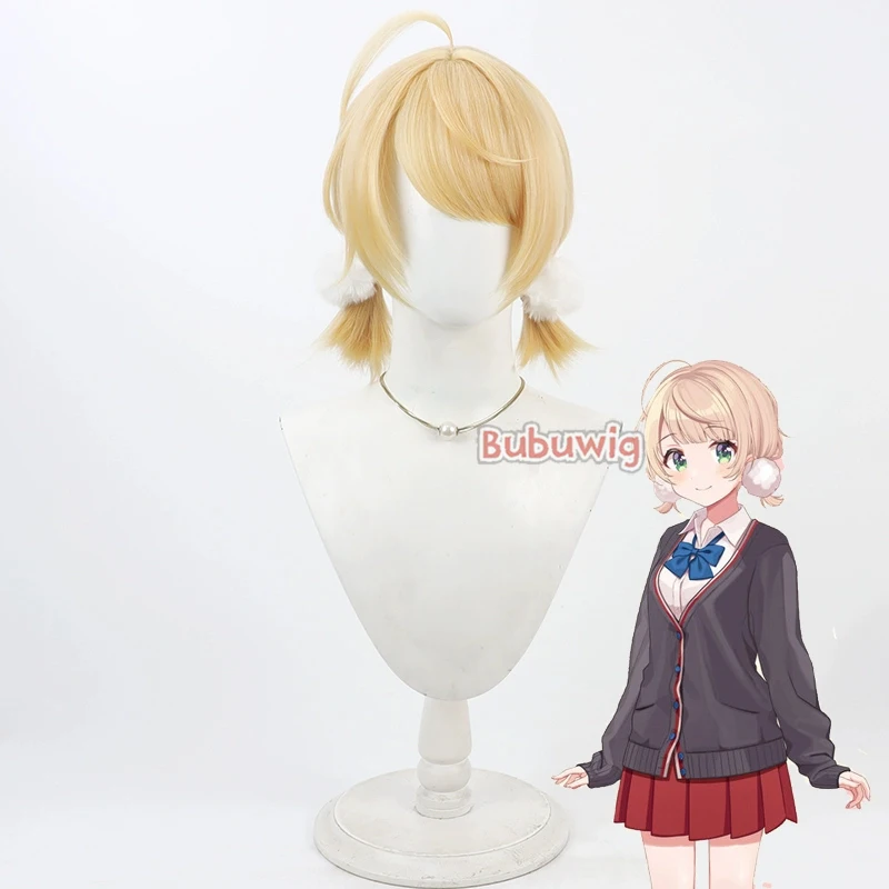 Bubuwig cabelo sintético shigure ui cosplay perucas com decoração de cabelo virtual youtuber shigure ui loira cos peruca resistente ao calor