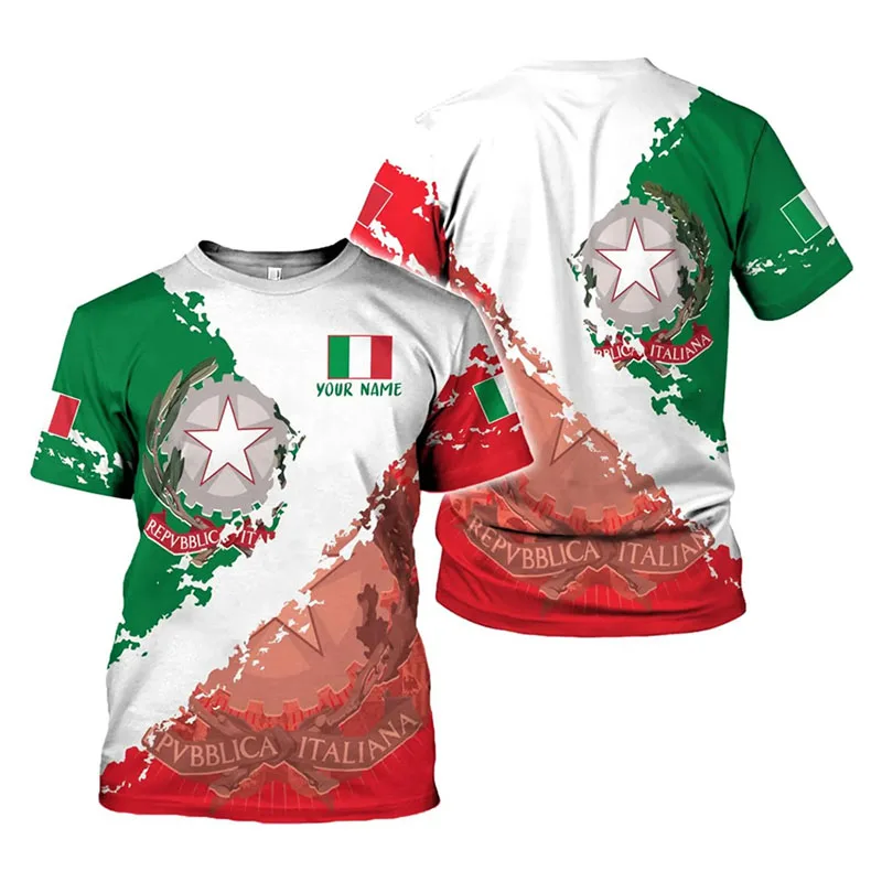 إيطاليا العلم مخصص اسم تي شيرت النساء ملابس للرجال اليومية الشارع موضة تي شيرت ثلاثية الأبعاد طباعة تصميم 2025 جديد الإيطالية فخر تي شيرت #1