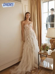 Charming Lace Sweetheart Neck Wedding Dress Elegant Ruched A Line Women Customized Bride Wear Dreamy Corset Illusion Bridal Gown