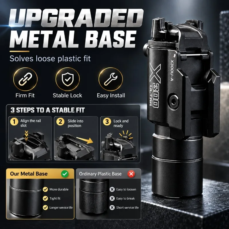 Brand New Full Metal X300 Flashlight Adjustable Base Hobby Model Decor Parts